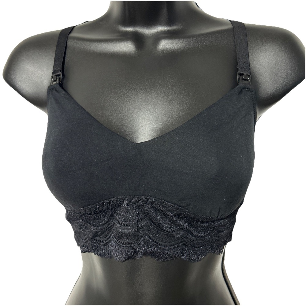 Cosabella Black Ceylon Modal Lace Trimmed Nursing Bralette Size Medium M Soft‎